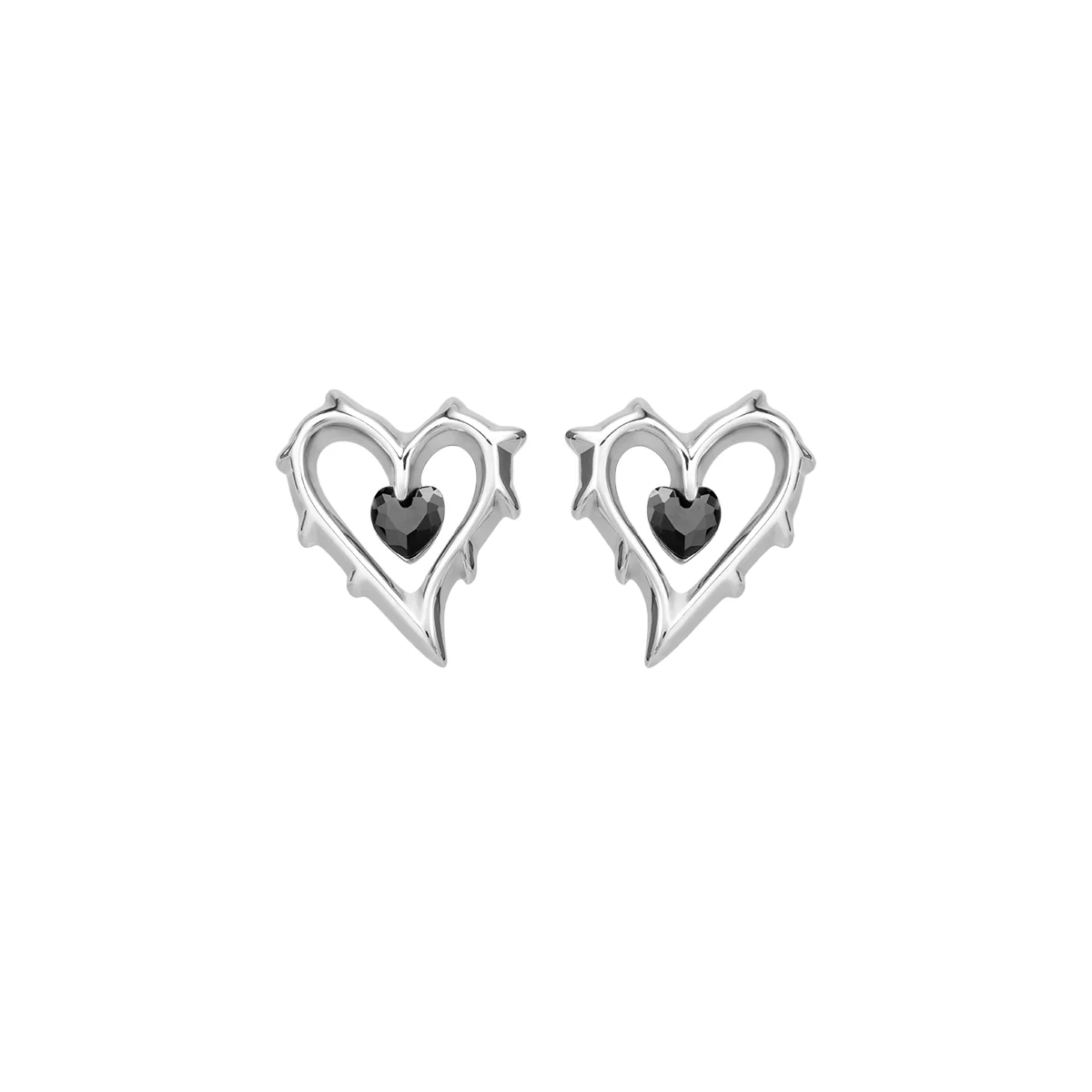 Lover Series Black Zirconia Heart Earrings