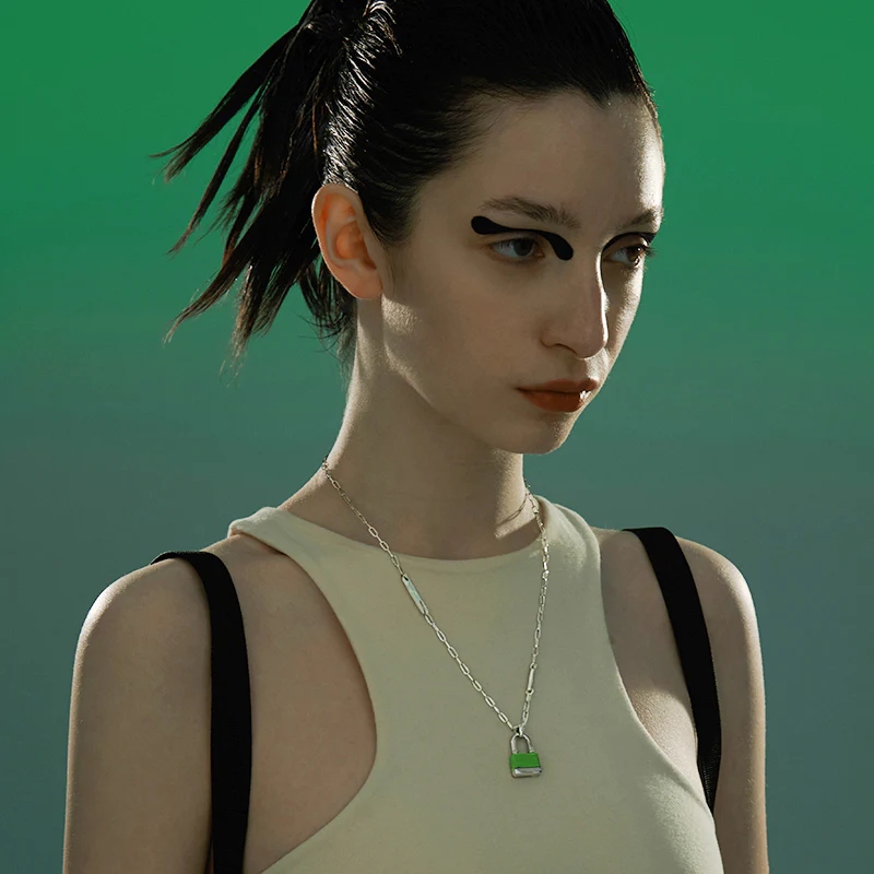 Hardware PlayStation Lock Pendant Long Chain Necklace - Image 3