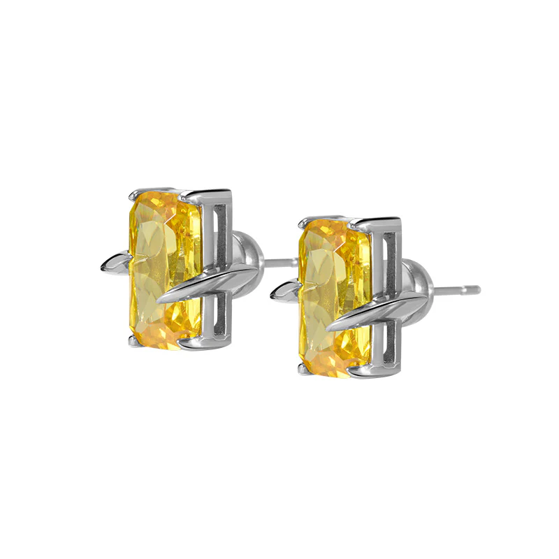 Spiked Yellow Square-Cut Studs - Image 2